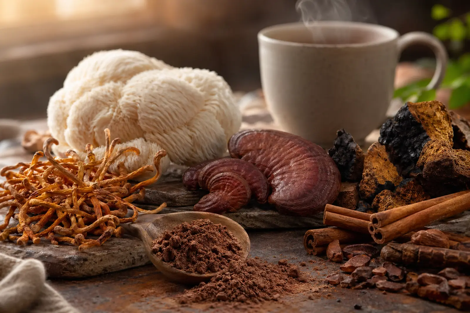 Functional mushrooms and mushroom coffee ingredients